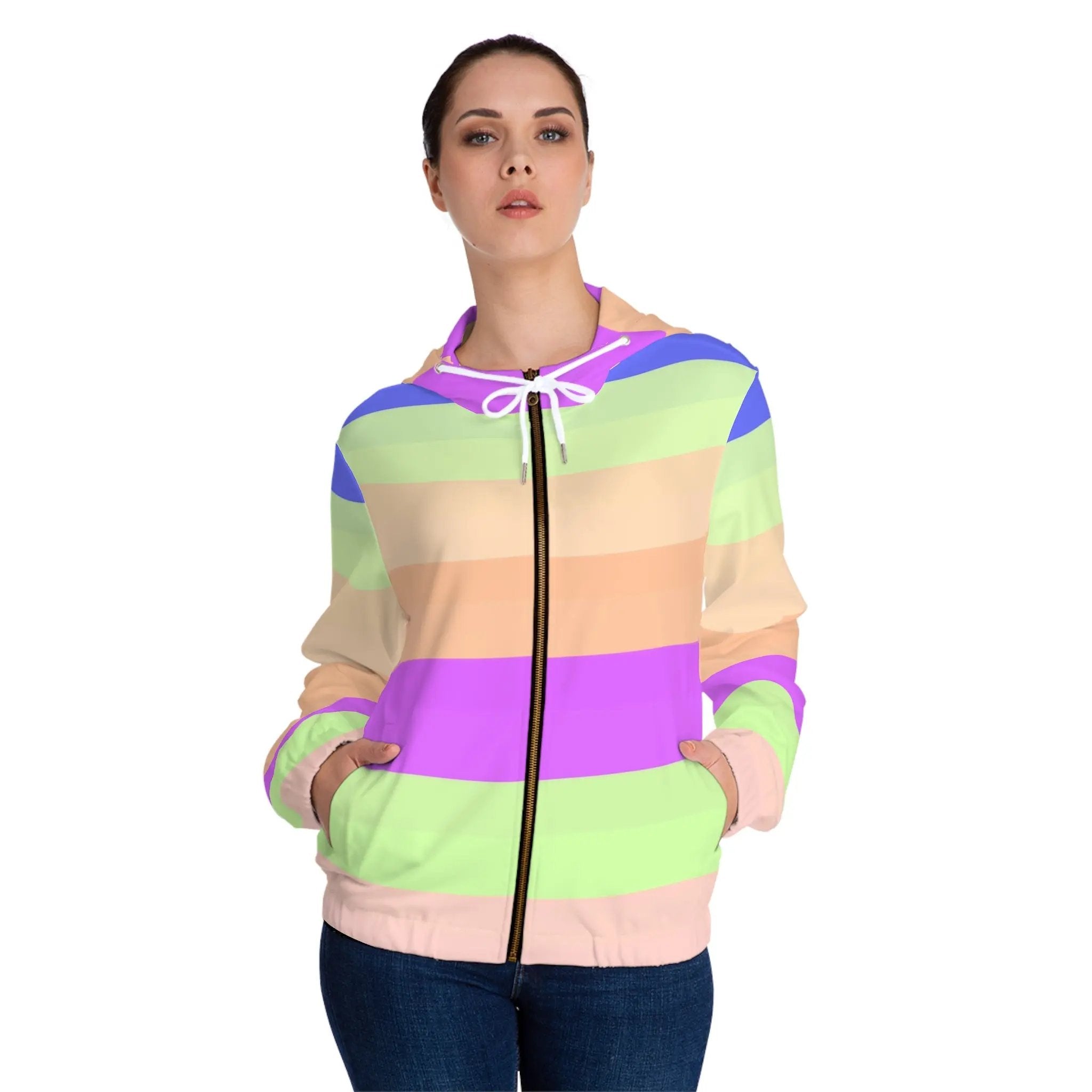 Like&Share Colorful Women’s Full-Zip Hoodie - Perfect for Spring and Summer Enjoyment Printify