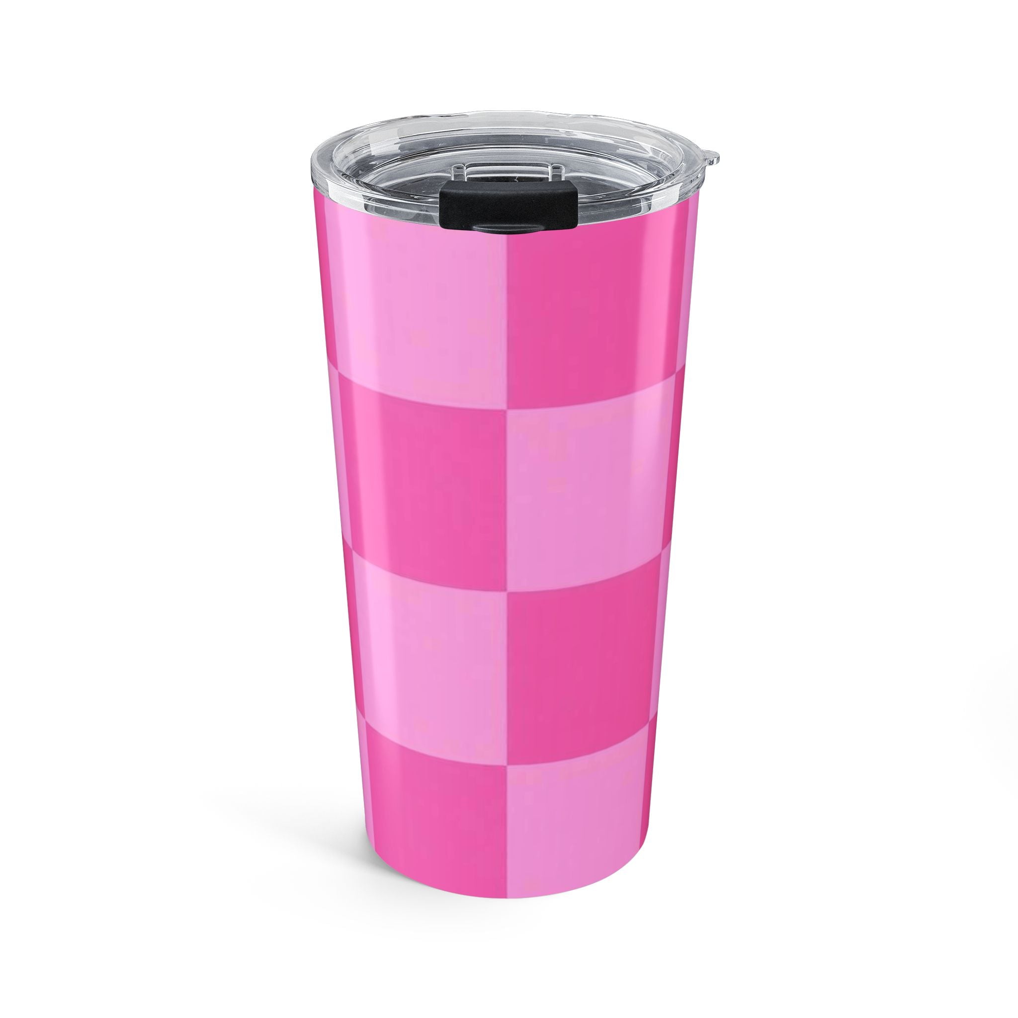 20oz Pink Checkerboard Tumbler – Insulated Travel Cup