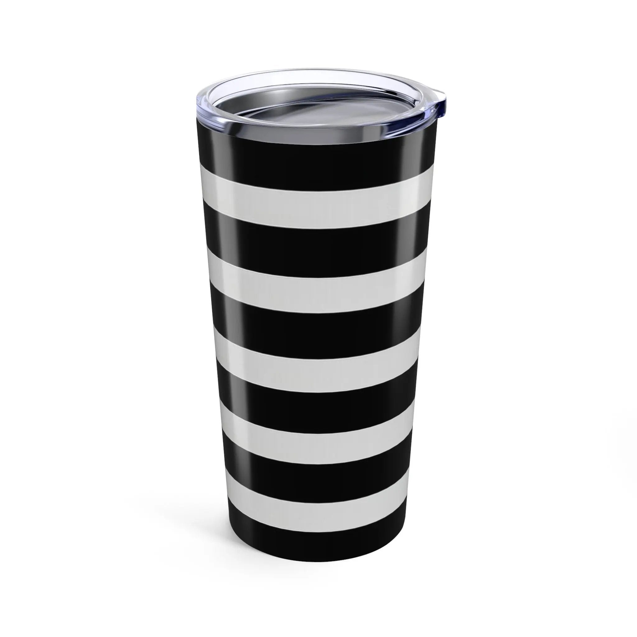 Like&Share Stylish Black and White Striped 20oz Tumbler - Perfect for Home & Travel Printify