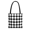 Like&Share Stylish Stripe Tote Bag - Modern Black and Mint Design for Everyday Use Printify