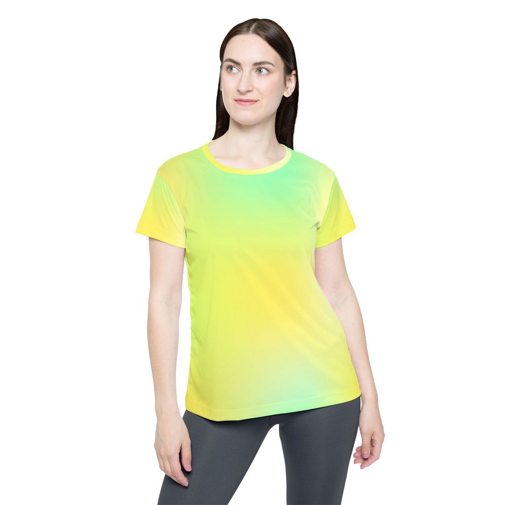 Women's Gradient Sports Jersey — Neon Yellow Green Athletic Tee