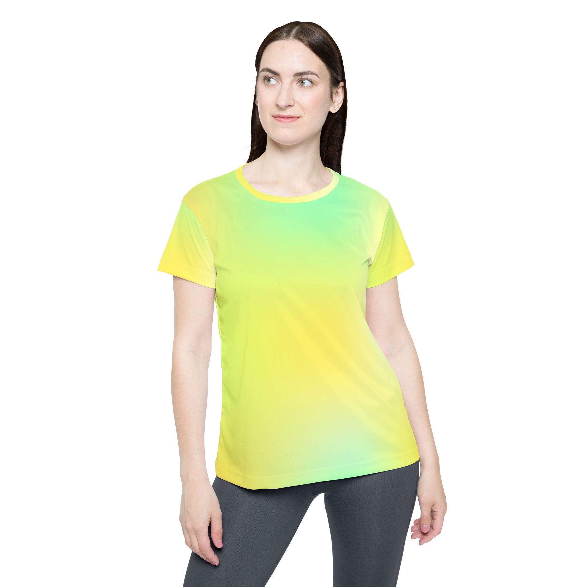 Women's Gradient Sports Jersey — Neon Yellow Green Athletic Tee