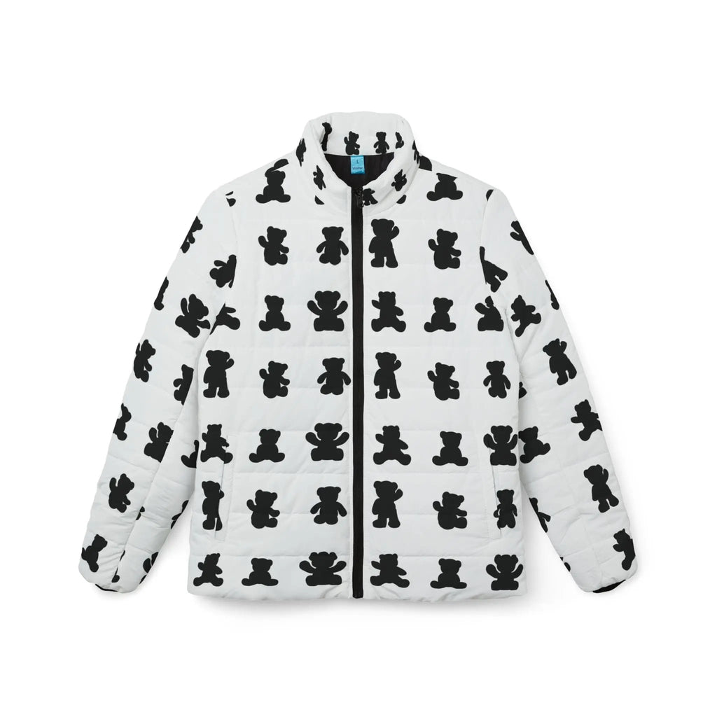 Like&Share Stylish Women's Puffer Jacket with Fun Bear Print Printify