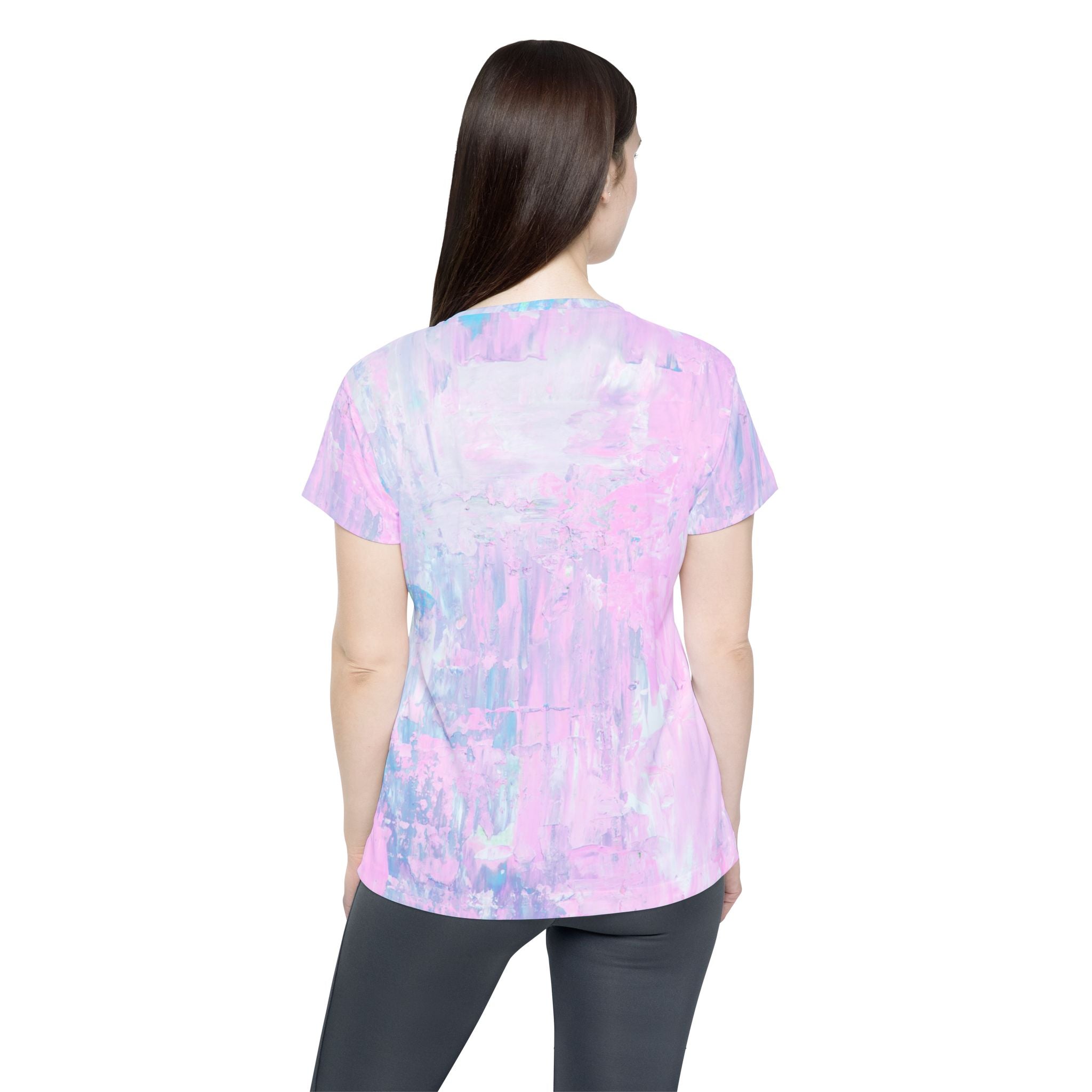Pastel Watercolor Women's Sports Jersey — Pink Lavender AOP Athletic Tee