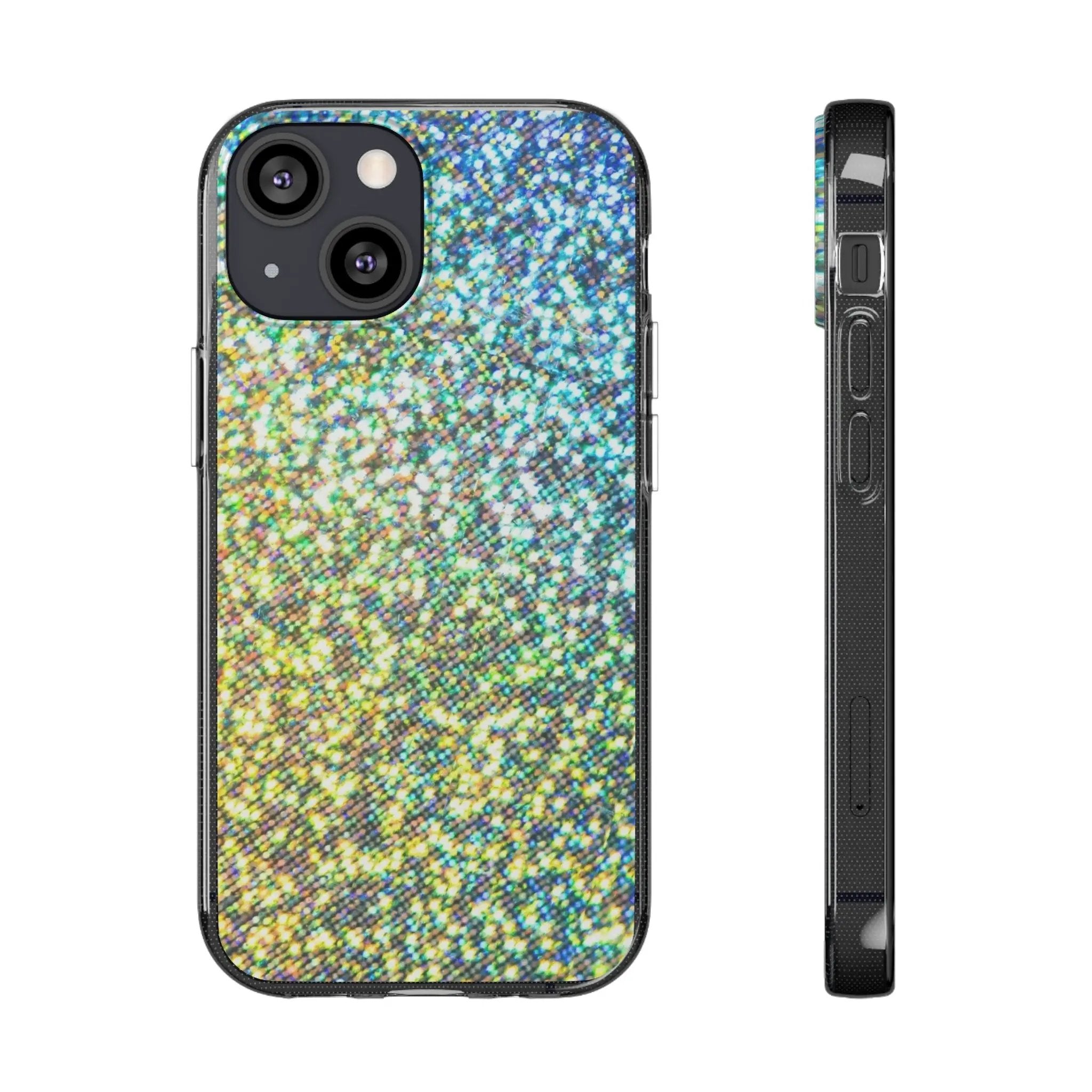 Like&Share Sparkling Clear Silicone Phone Case - Trendy Glitter Design for Stylish Protection Printify