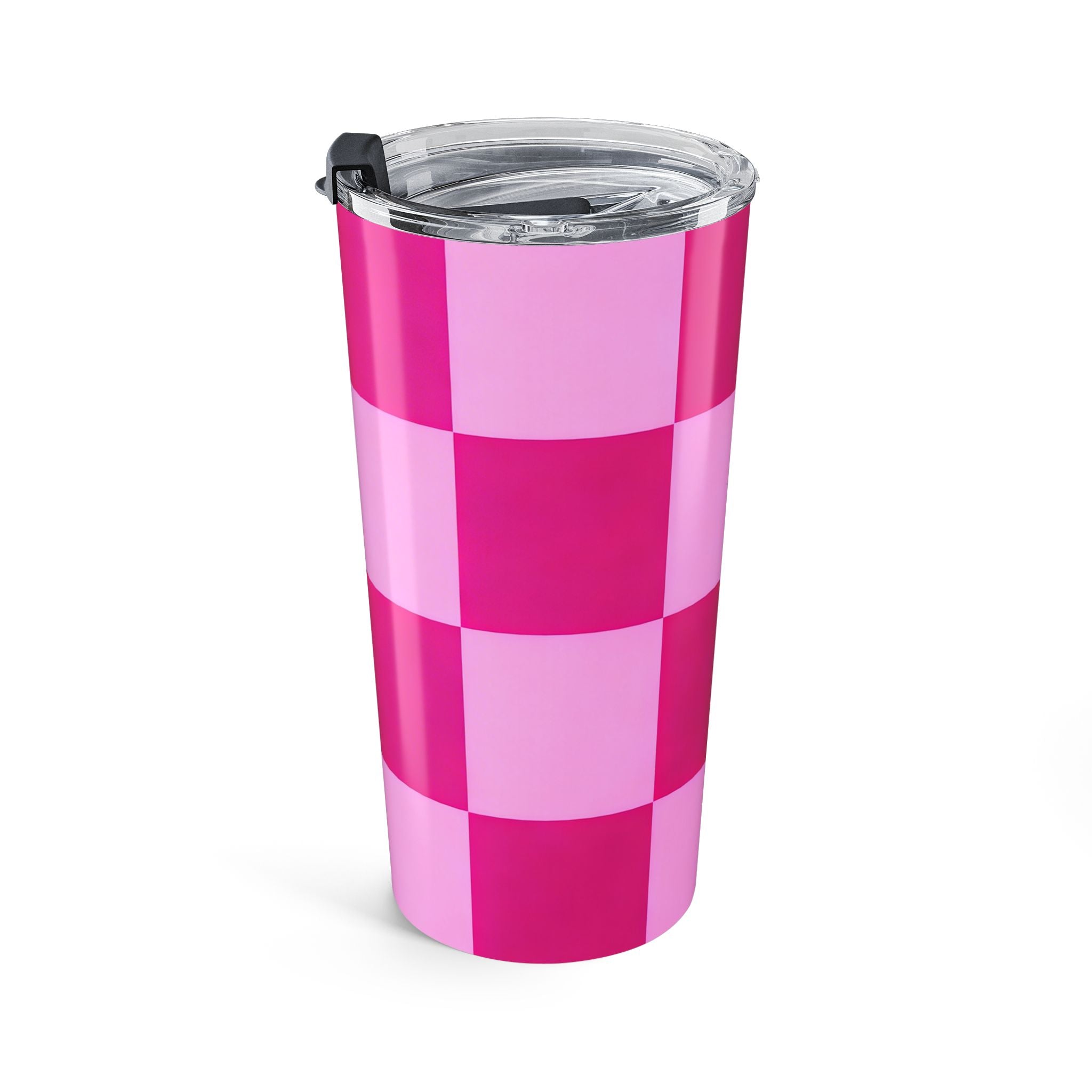 20oz Pink Checkerboard Tumbler — Insulated Travel Cup