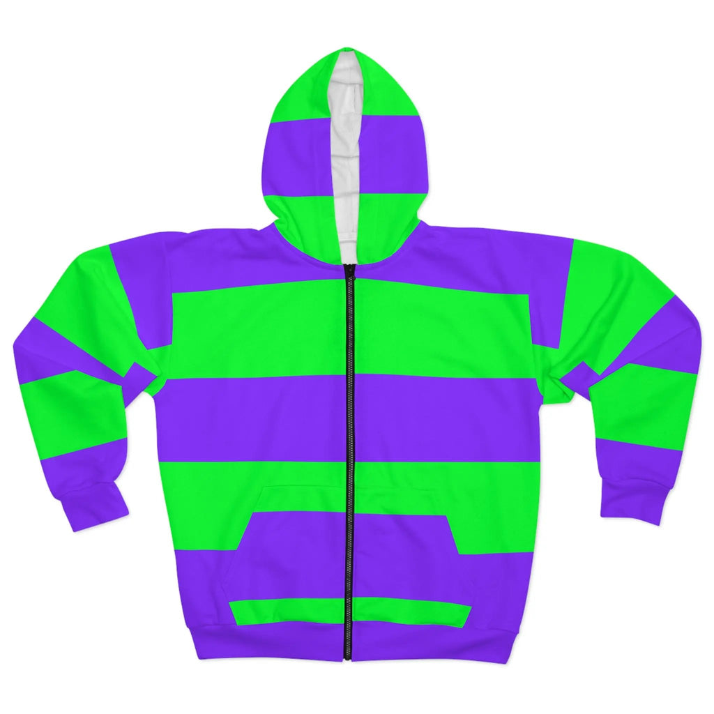Like&Share Vibrant Striped Unisex Zip Hoodie - Comfortable & Stylish Printify