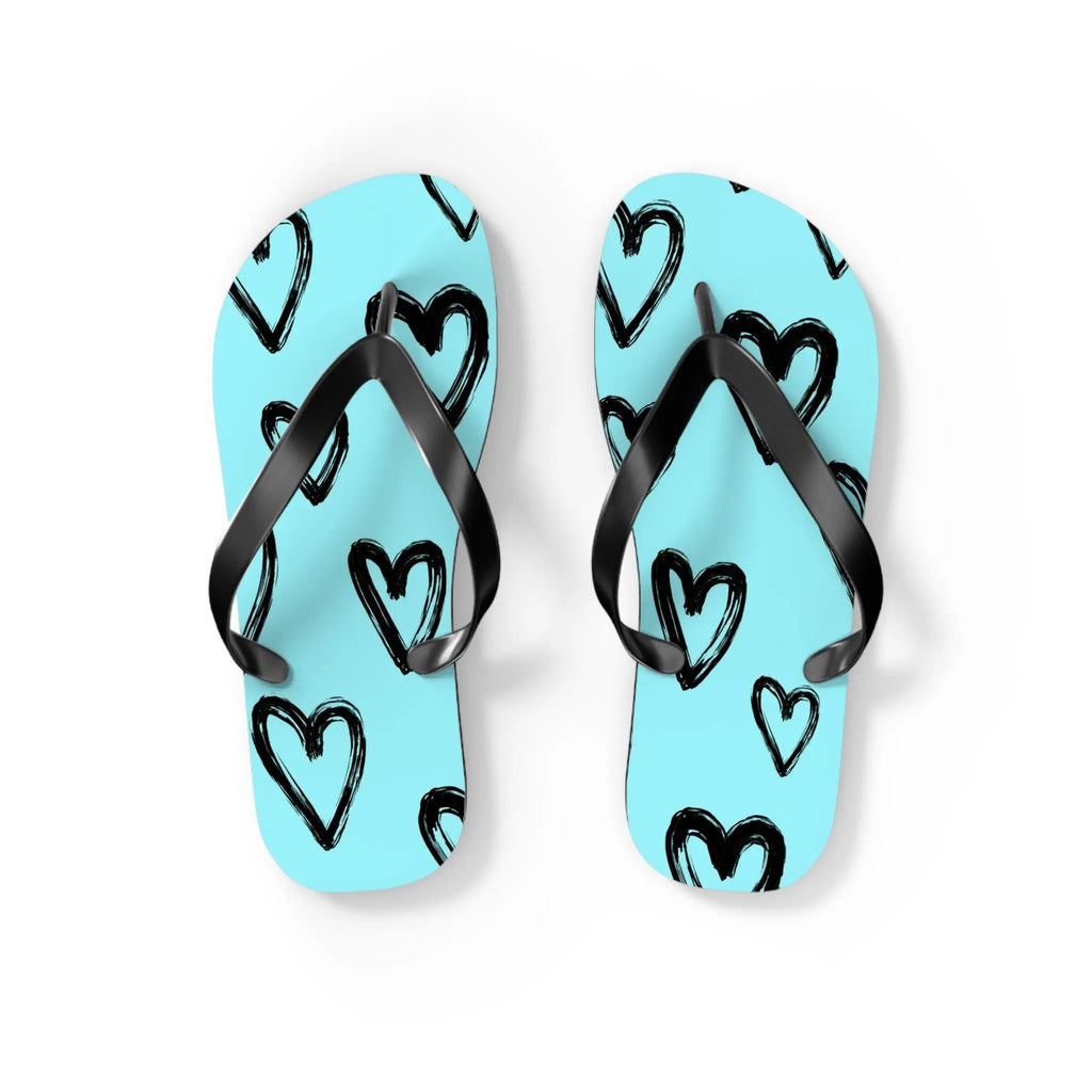 Like&Share Heart Print Flip Flops - Cute and Comfortable Summer Sandals Printify