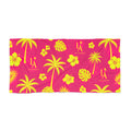 LA Tropical Hibiscus Beach Towel — Bright Pink & Yellow Palm Pattern