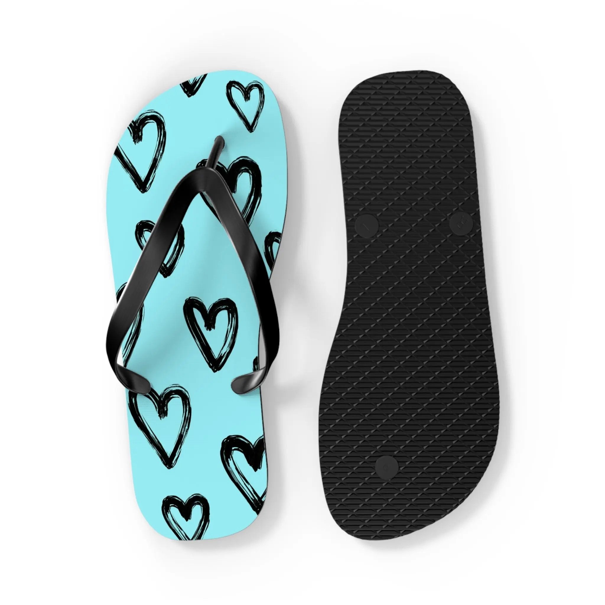 Like&Share Heart Print Flip Flops - Cute and Comfortable Summer Sandals Printify