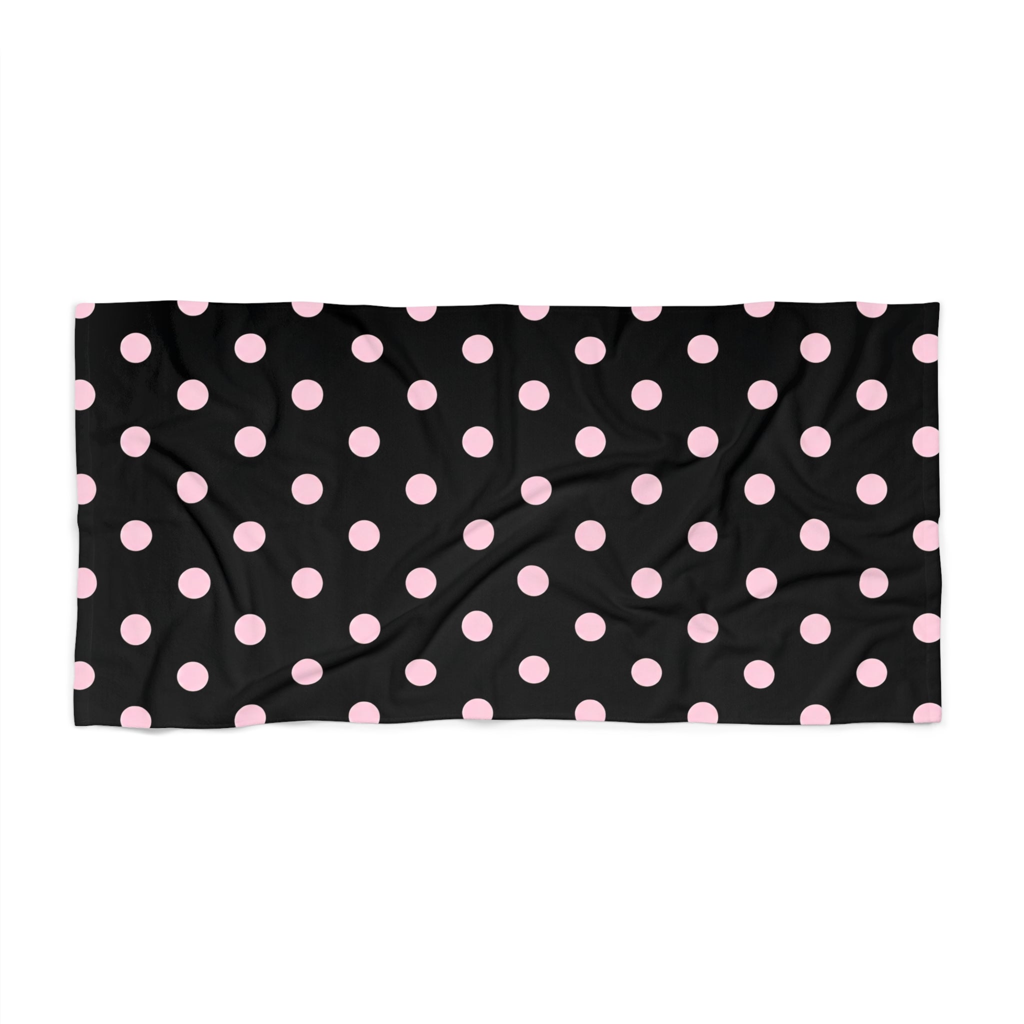 Black & Pink Polka Dot Beach Towel — Retro Chic Summer Towels