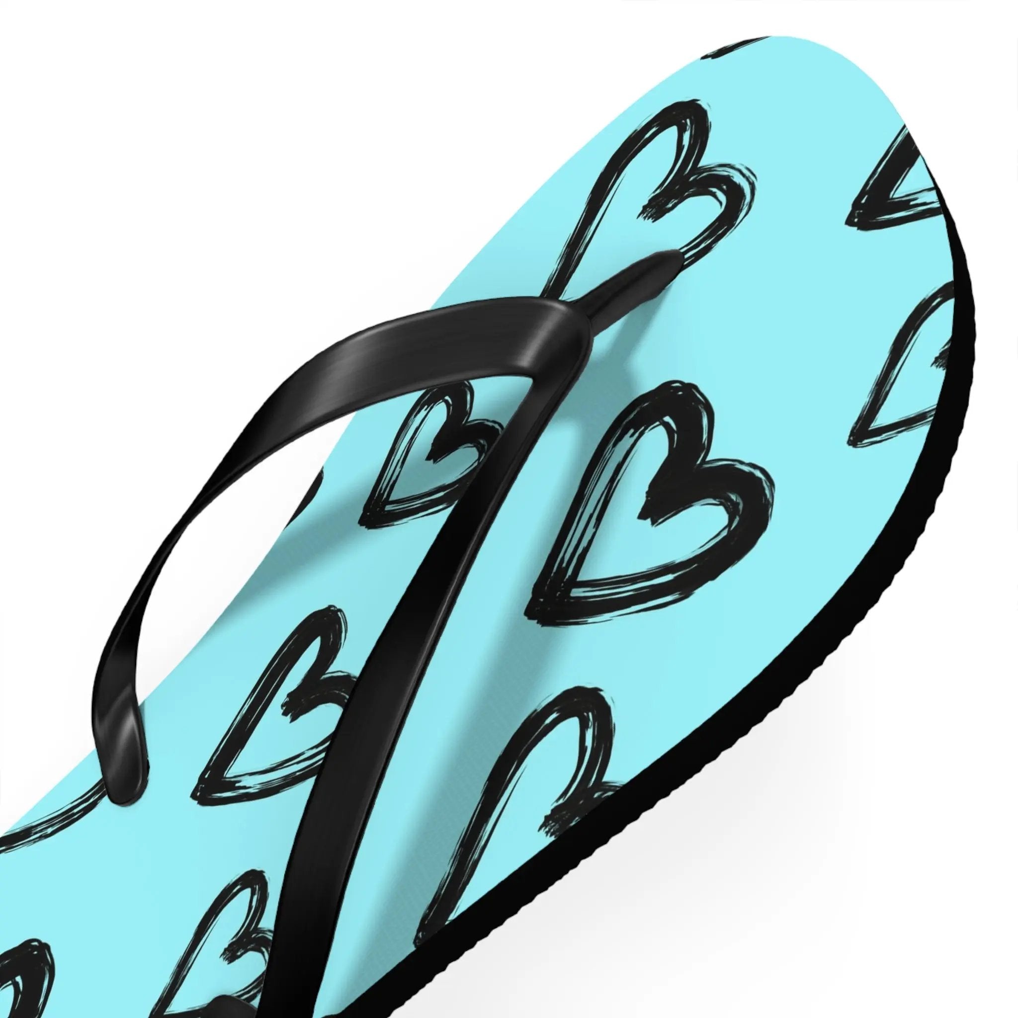 Like&Share Heart Print Flip Flops - Cute and Comfortable Summer Sandals Printify