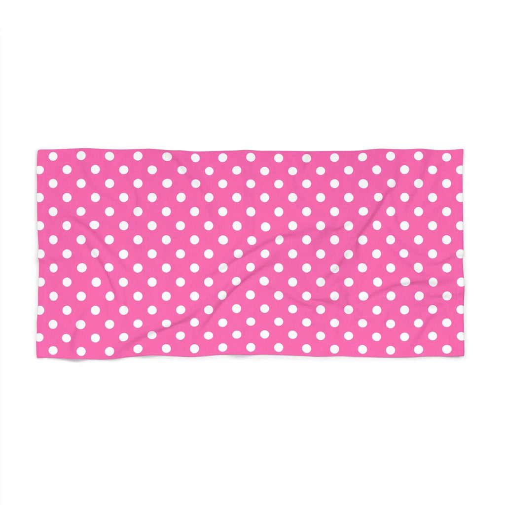 I like pink Fun Polka Dot Beach Towel – Vibrant Pink for Summer Days Printify