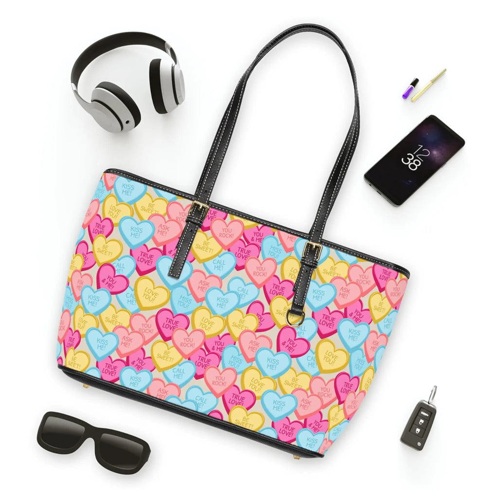Like&Share Colorful Heart PU Leather Shoulder Bag - Perfect for Valentine's Day Printify