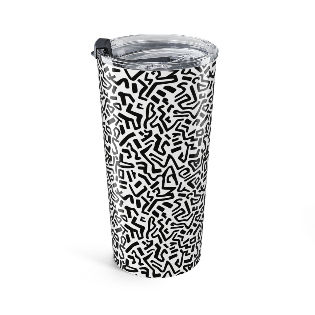 20oz Abstract Doodle Tumbler – Black & White Geometric Travel Cup
