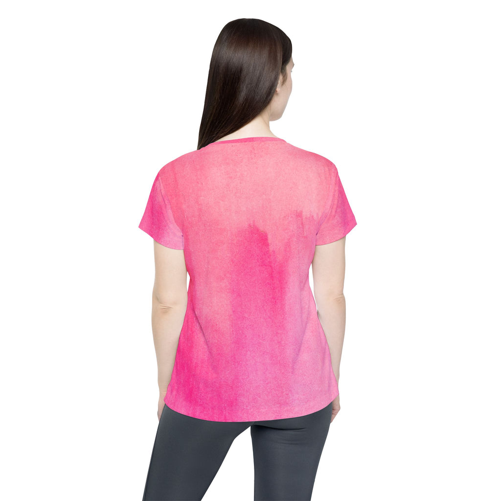 Pink Watercolor Women's Sports Jersey – All-Over Print Athletic Tee