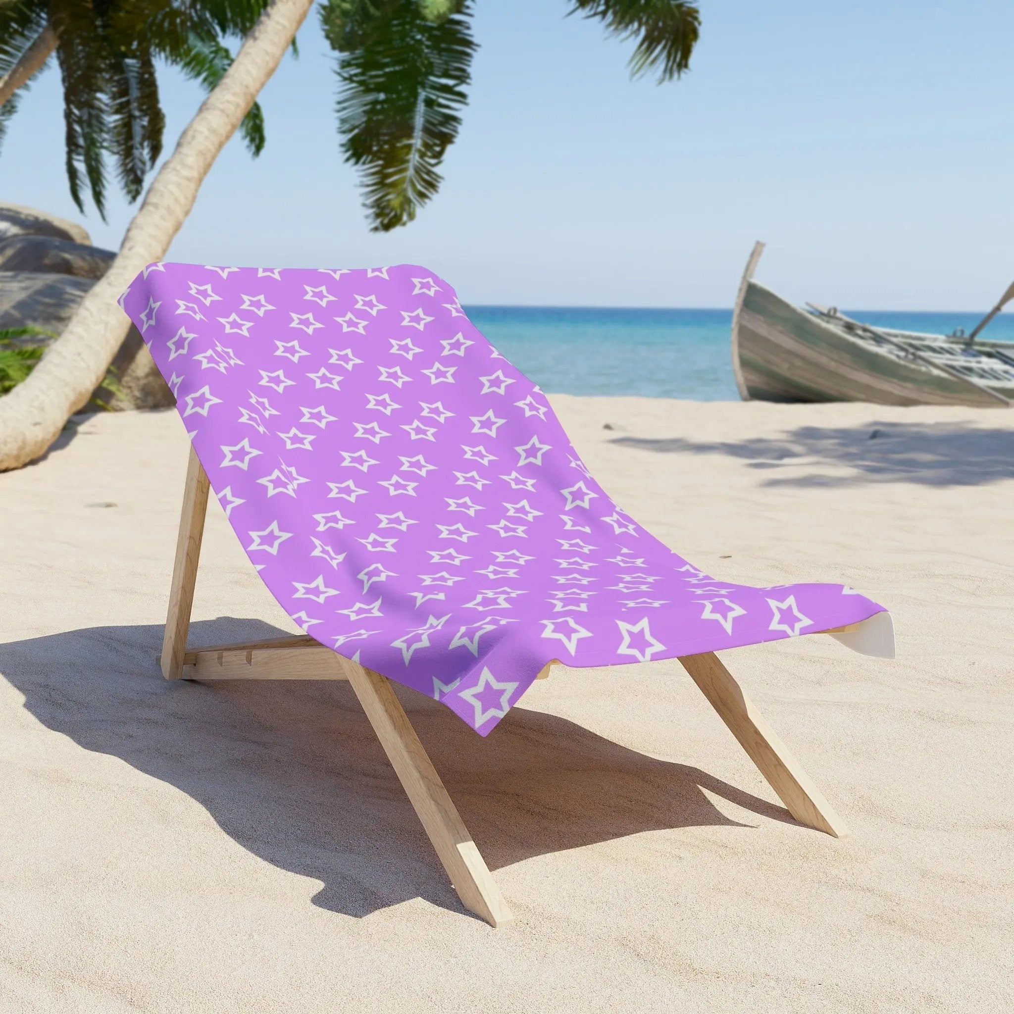 Like&Share Starry Purple Beach Towel - Perfect for Summer Fun and Relaxation Printify