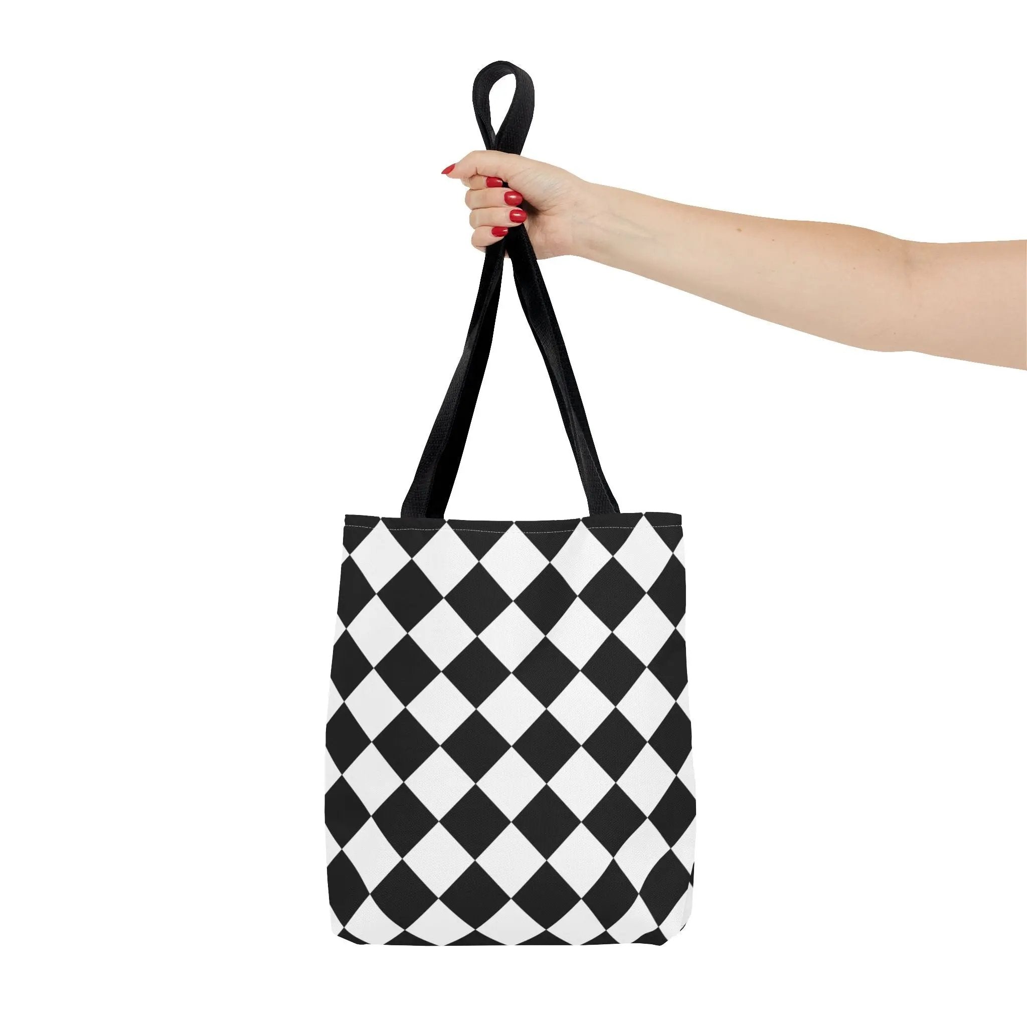 Like&Share Stylish Stripe Tote Bag - Modern Black and Mint Design for Everyday Use Printify