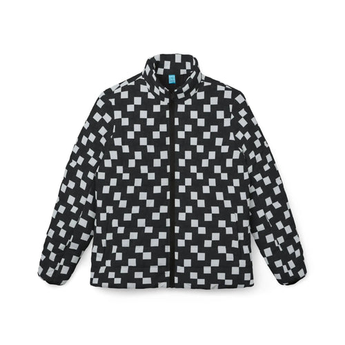 Black likes colors Stylish Women’s Puffer Jacket - Modern Geometric Design Printify