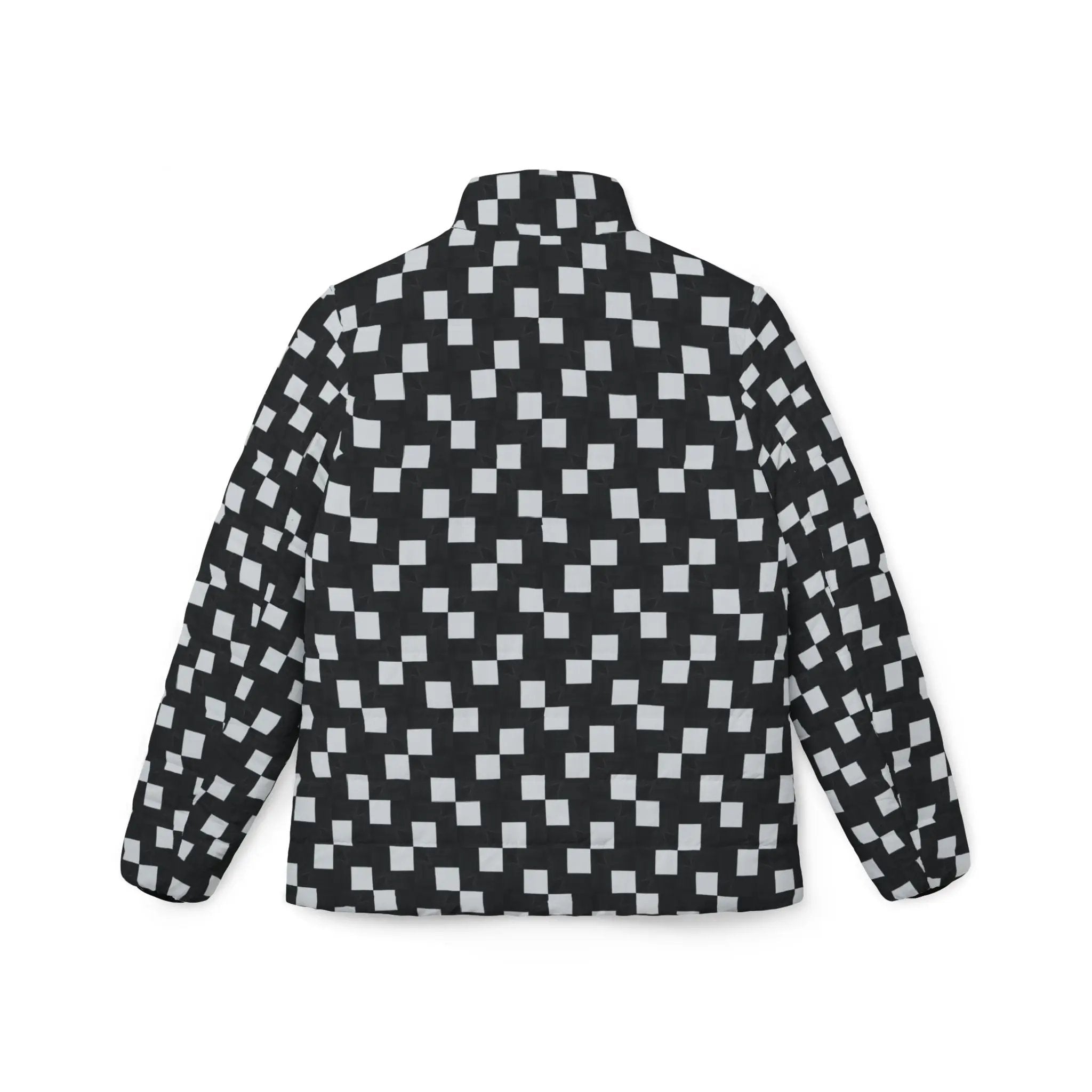 Black likes colors Stylish Women’s Puffer Jacket - Modern Geometric Design Printify