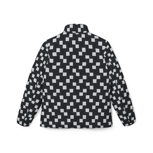 Black likes colors Stylish Women’s Puffer Jacket - Modern Geometric Design Printify