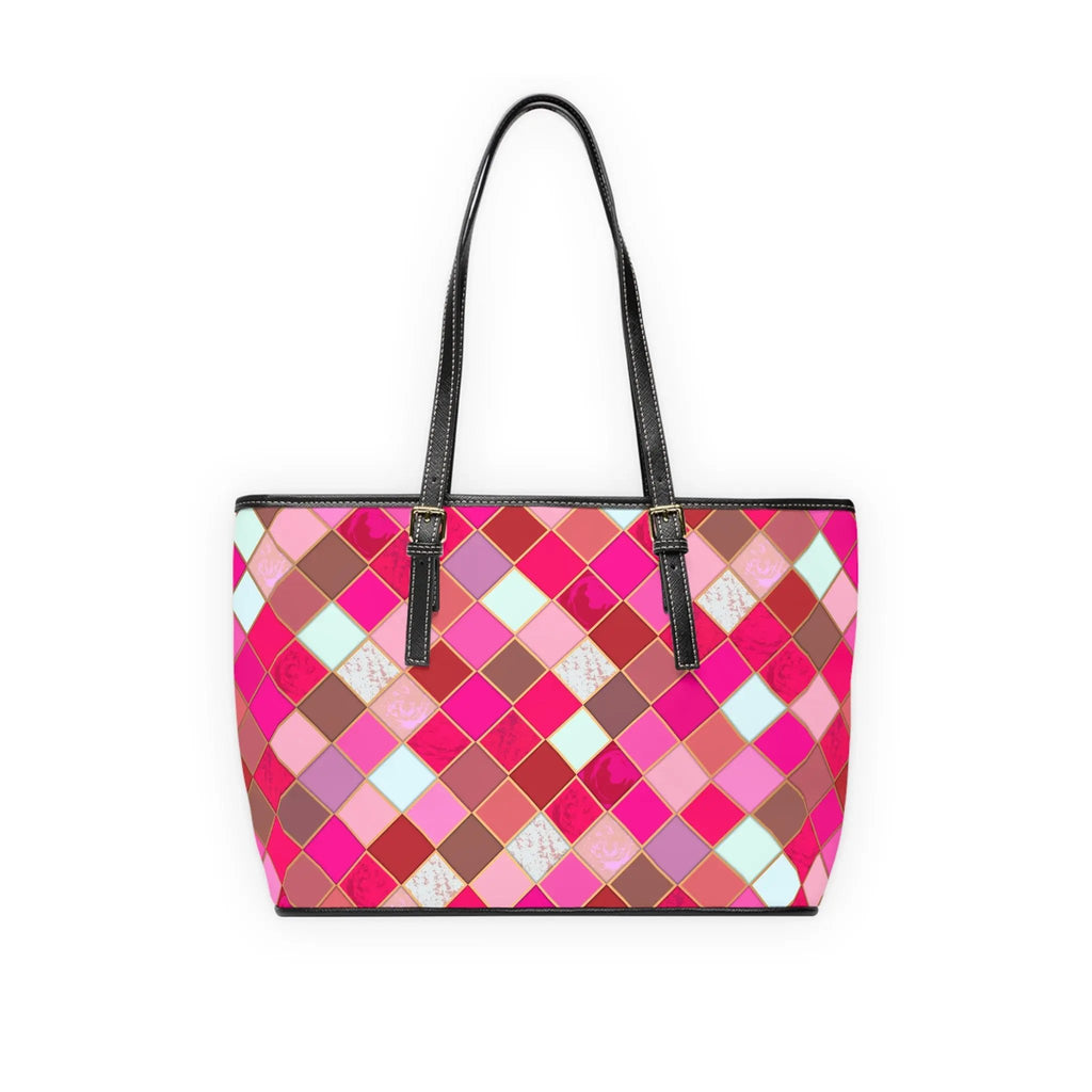 Trendy PU Leather Shoulder Bag - Pink Geometric Design Printify