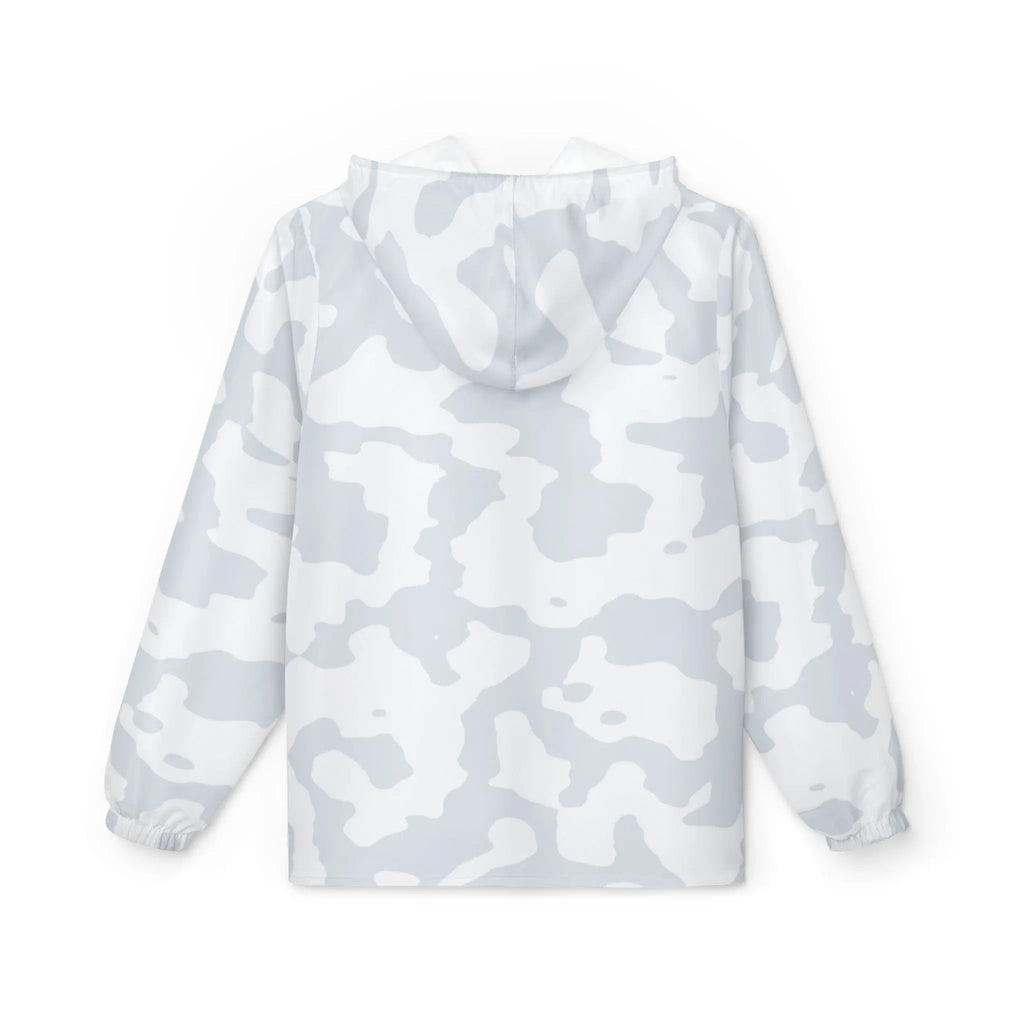 Like&Share Stylish Gray Camo Windbreaker Jacket for Outdoor Adventures Printify