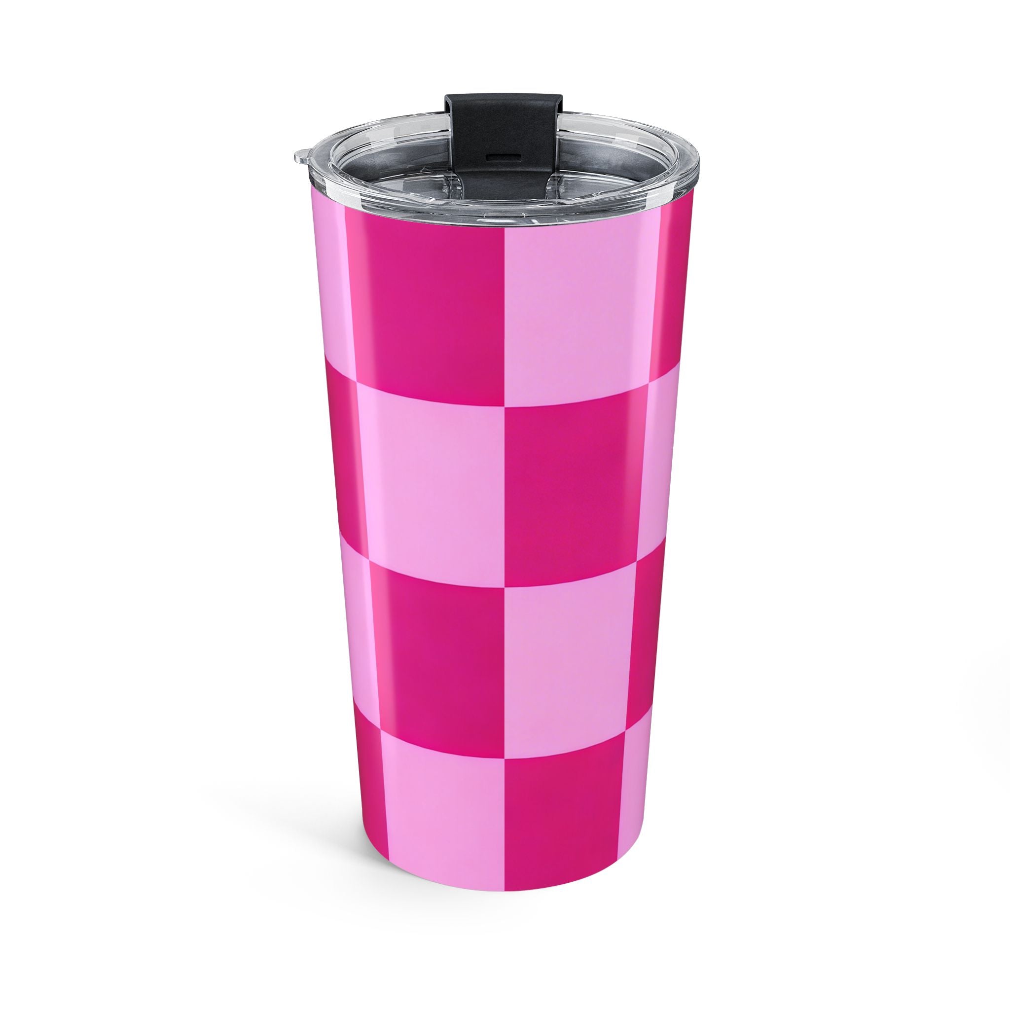 20oz Pink Checkerboard Tumbler — Insulated Travel Cup
