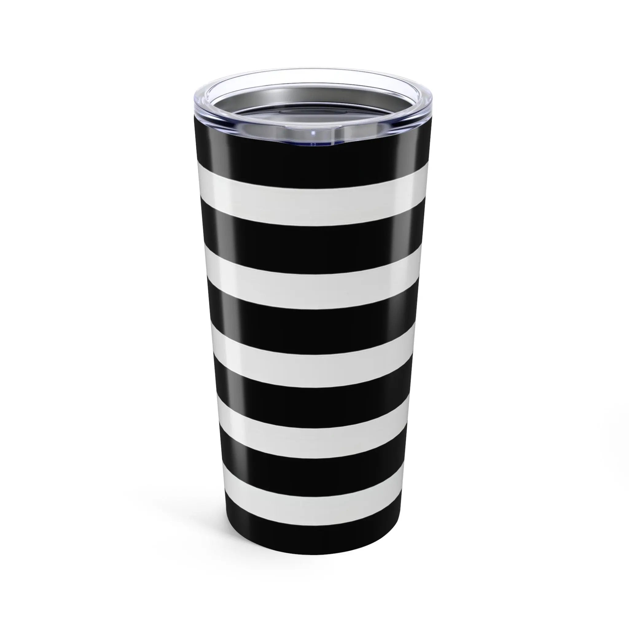 Like&Share Stylish Black and White Striped 20oz Tumbler - Perfect for Home & Travel Printify