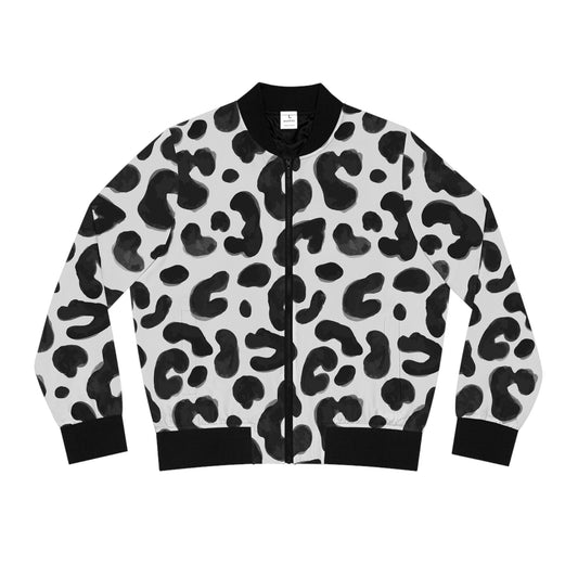 Like a star Stylish Women's Bomber Jacket with Bold Black Leopard Print