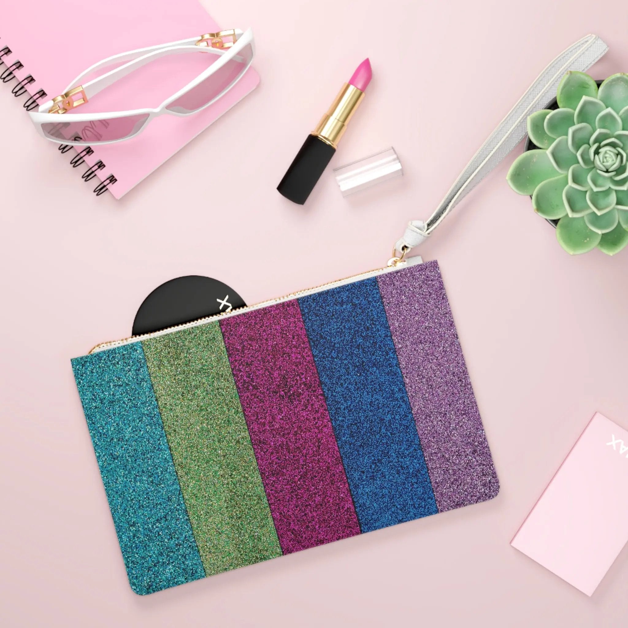 Like&Share Vibrant Glitter Clutch Bag - Perfect for Parties and Night Out Printify
