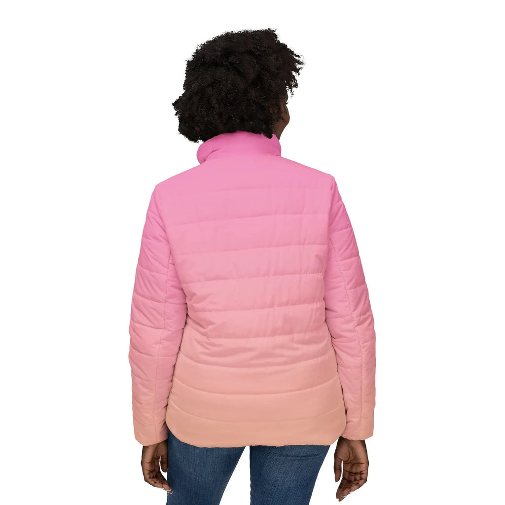 Like a star Trendy Women’s Gradient Puffer Jacket - Stylish Pink Ombre Outerwear for Fall & Winter Printify