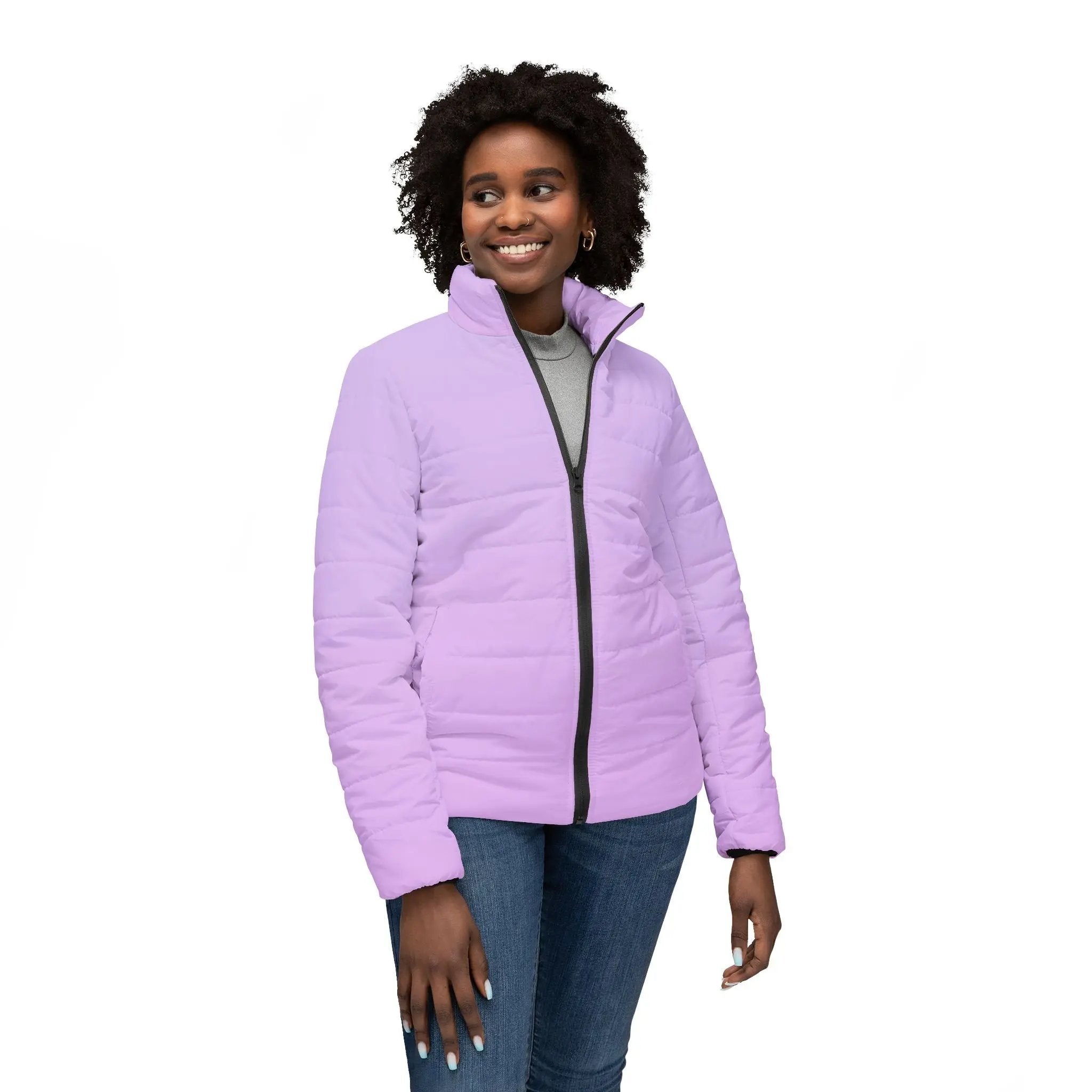 Like a star Elevate Your Style: Women’s Lightweight Lavender Puffer Jacket Printify