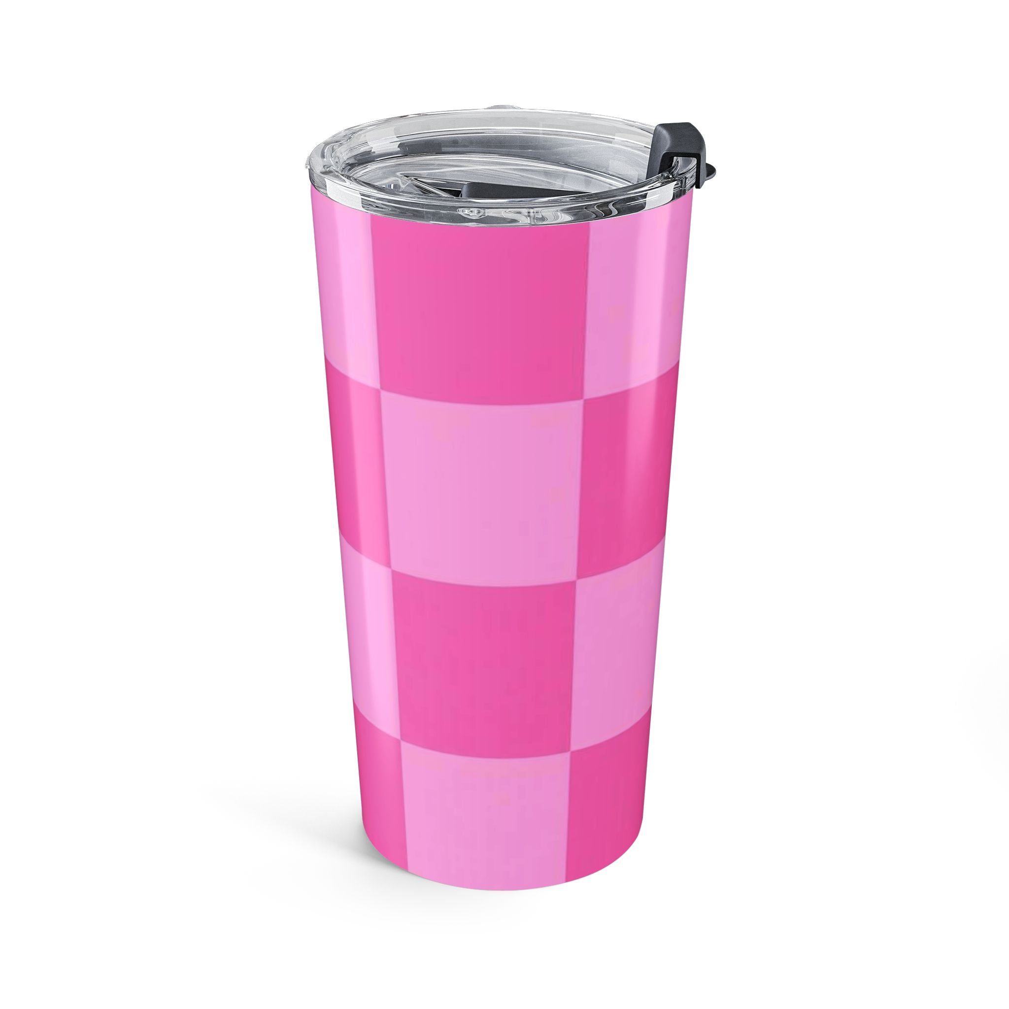 20oz Pink Checkerboard Tumbler – Insulated Travel Cup