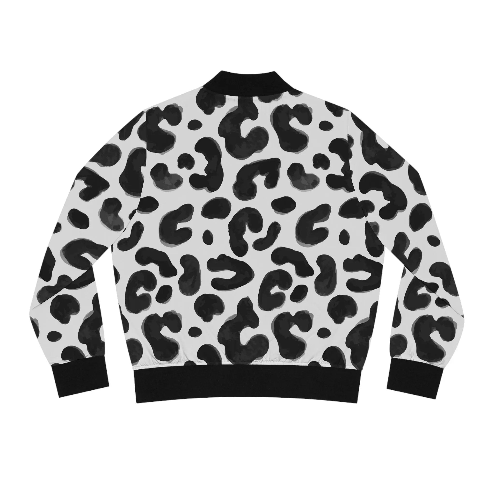 Like a star Stylish Women's Bomber Jacket with Bold Black Leopard Print Printify