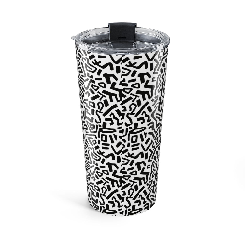20oz Abstract Doodle Tumbler – Black & White Geometric Travel Cup