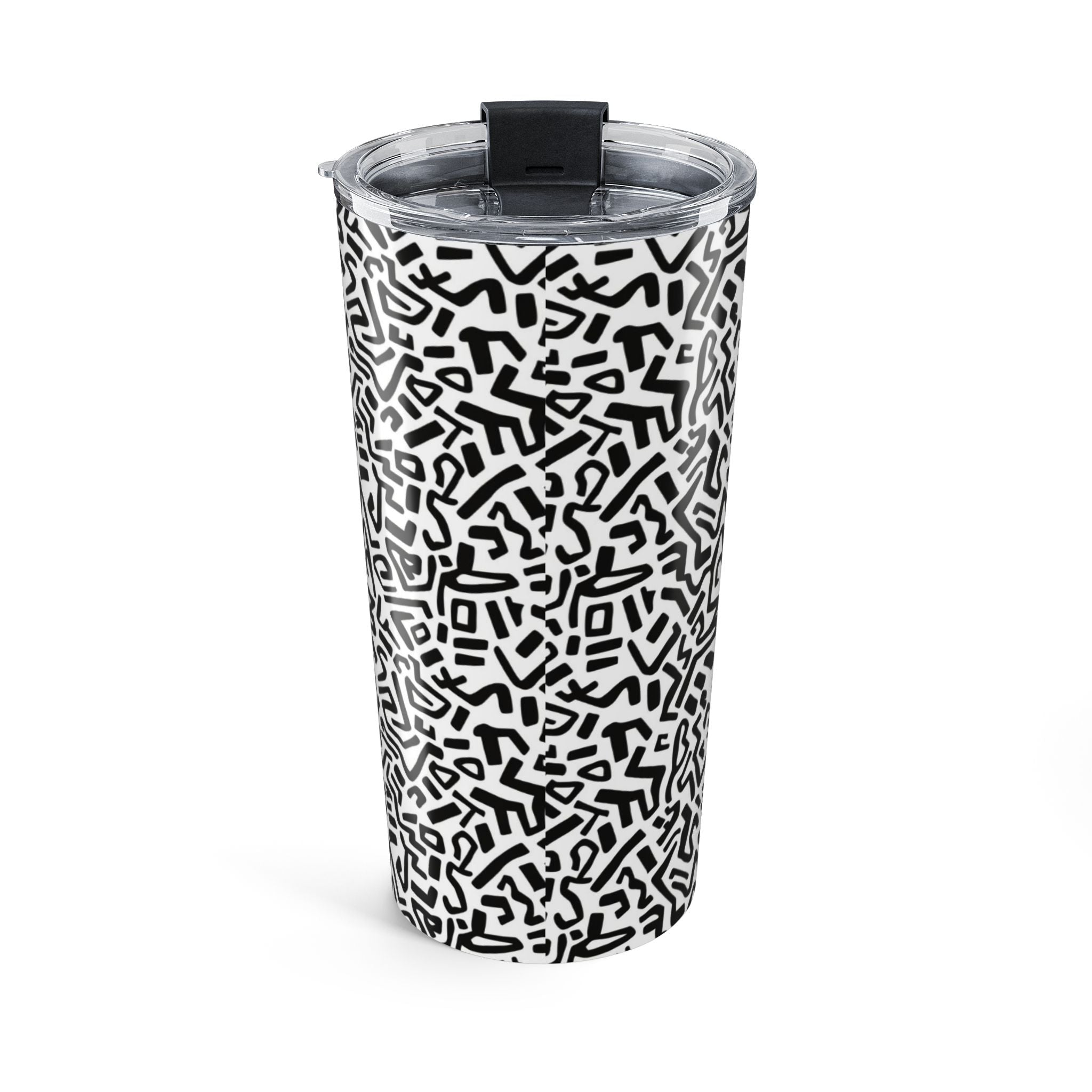 20oz Abstract Doodle Tumbler – Black & White Geometric Travel Cup