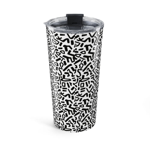 20oz Abstract Doodle Tumbler – Black & White Geometric Travel Cup