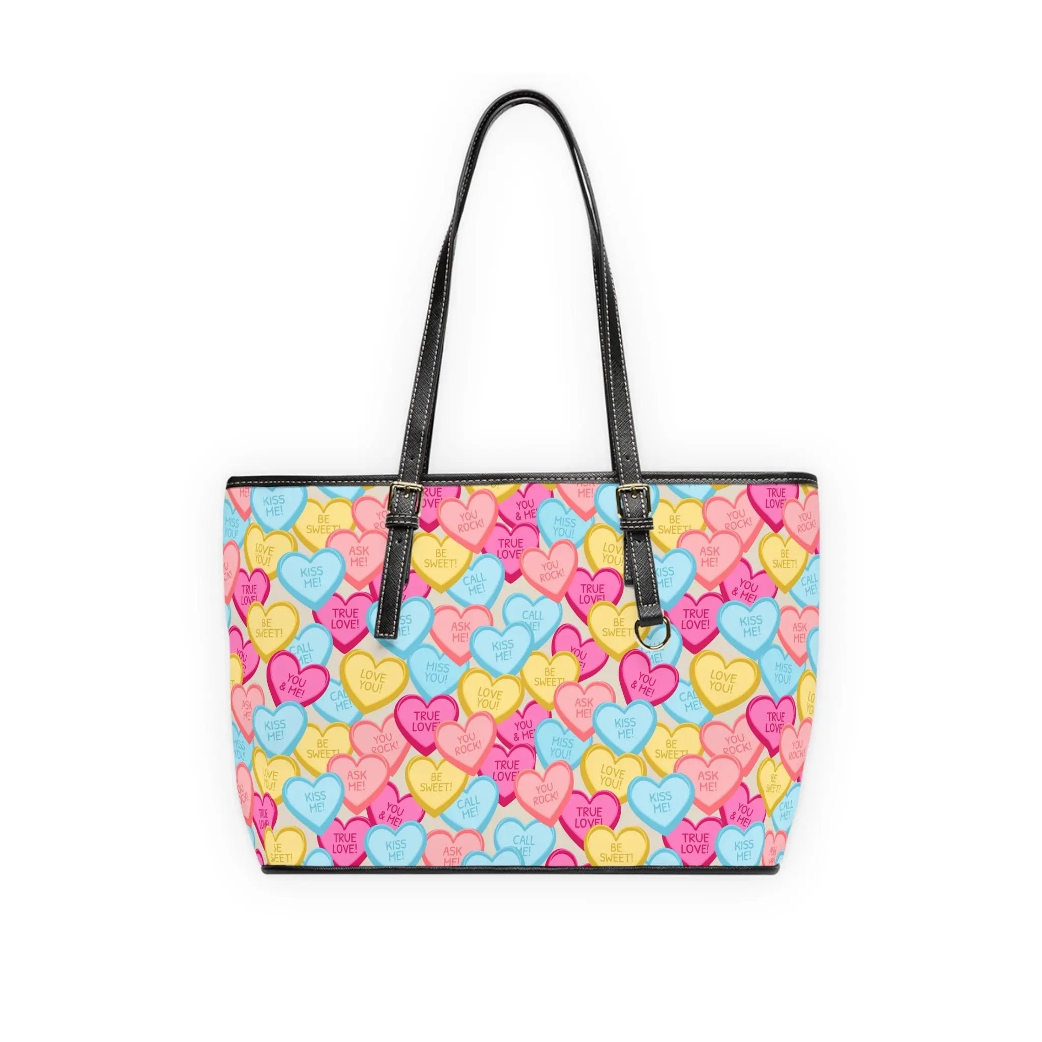 Like&Share Colorful Heart PU Leather Shoulder Bag - Perfect for Valentine's Day Printify