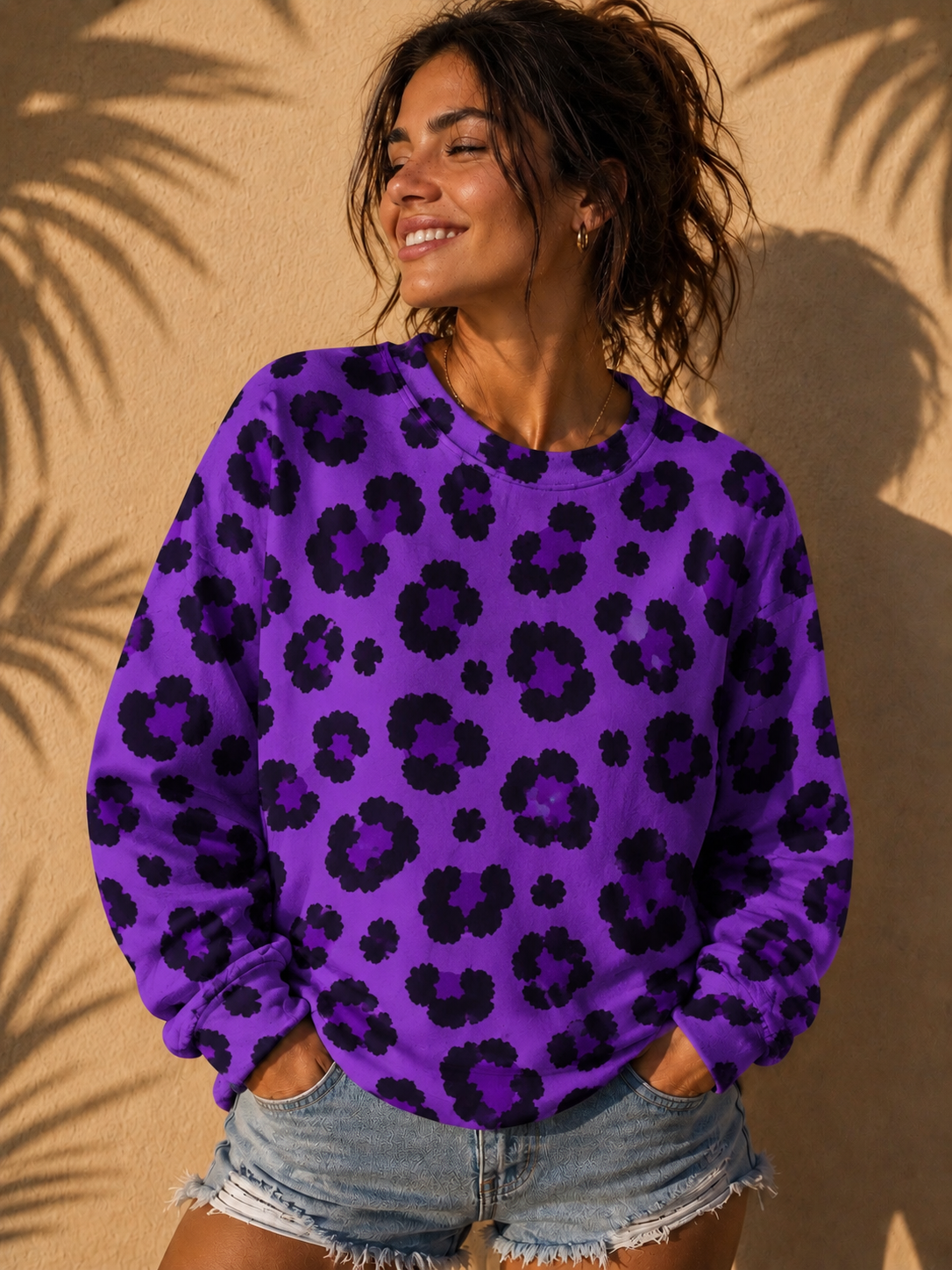 Purple Leopard Sweatshit