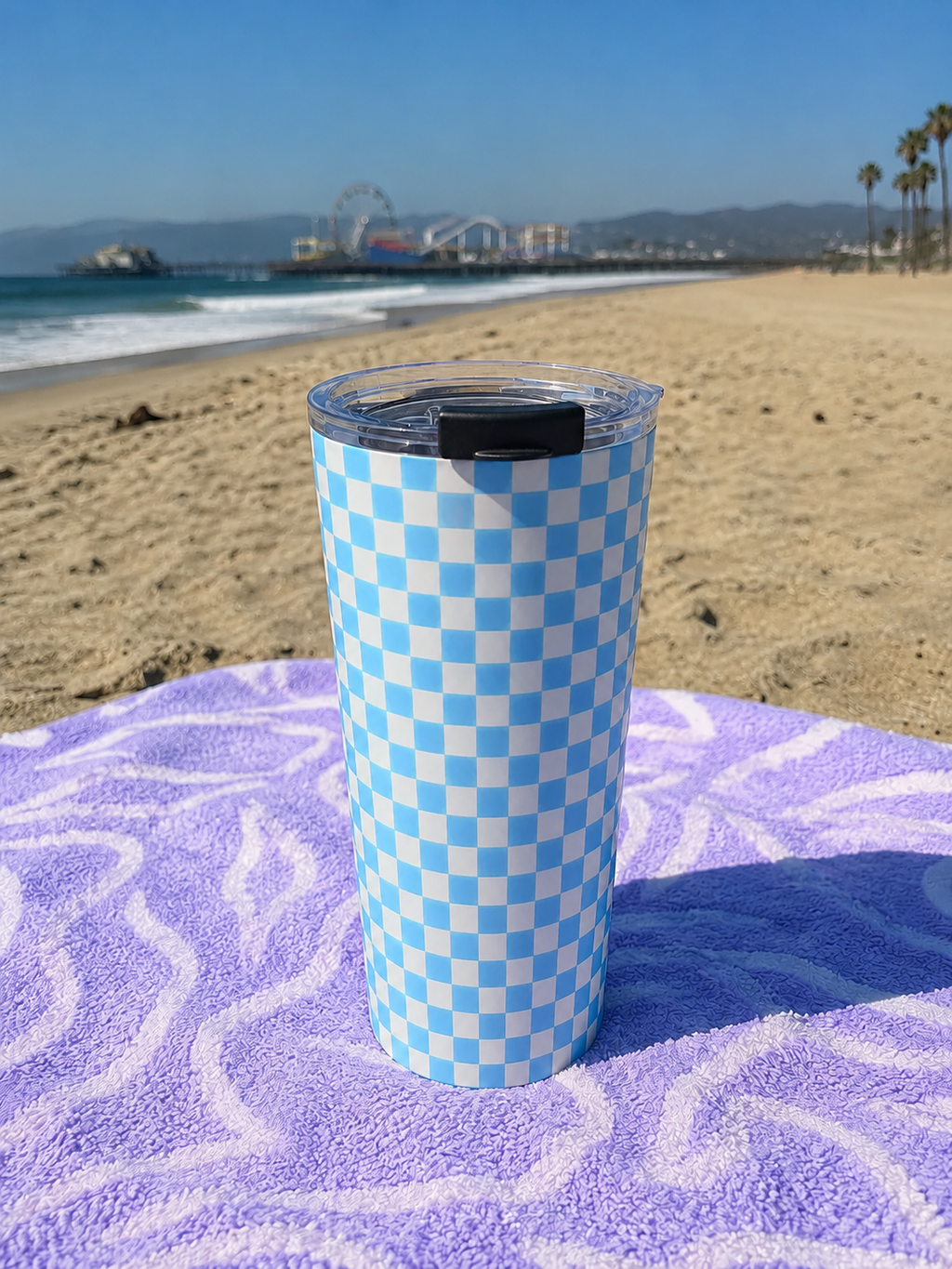 Sky Blue Checker Tumbler