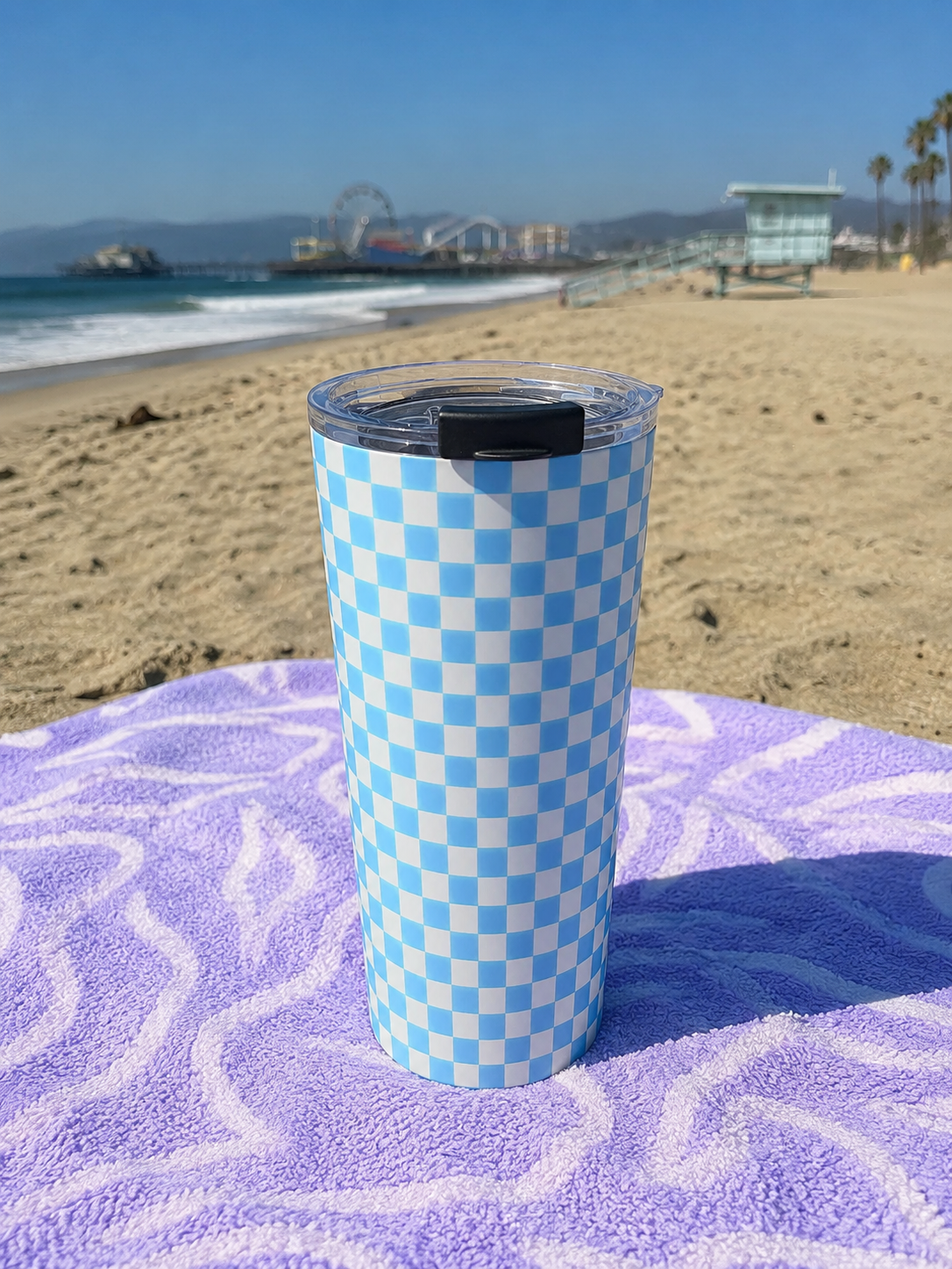 Sky Blue Checker Tumbler