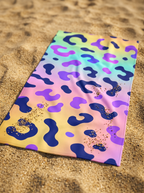 Neon Rainbow Leopard Beach Towel