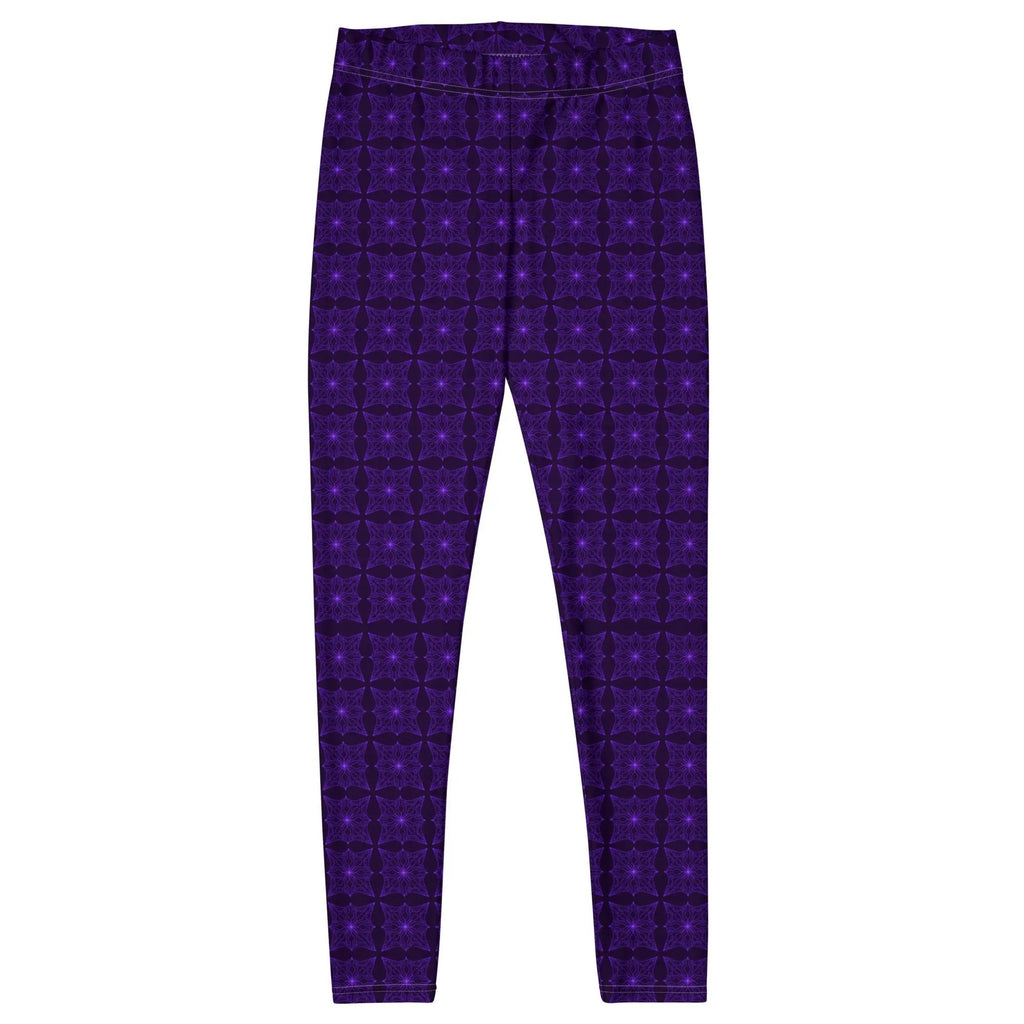 Purple patterned Like a star leggings made of stretchy polyester and spandex microfiber fabric with elastic waistband