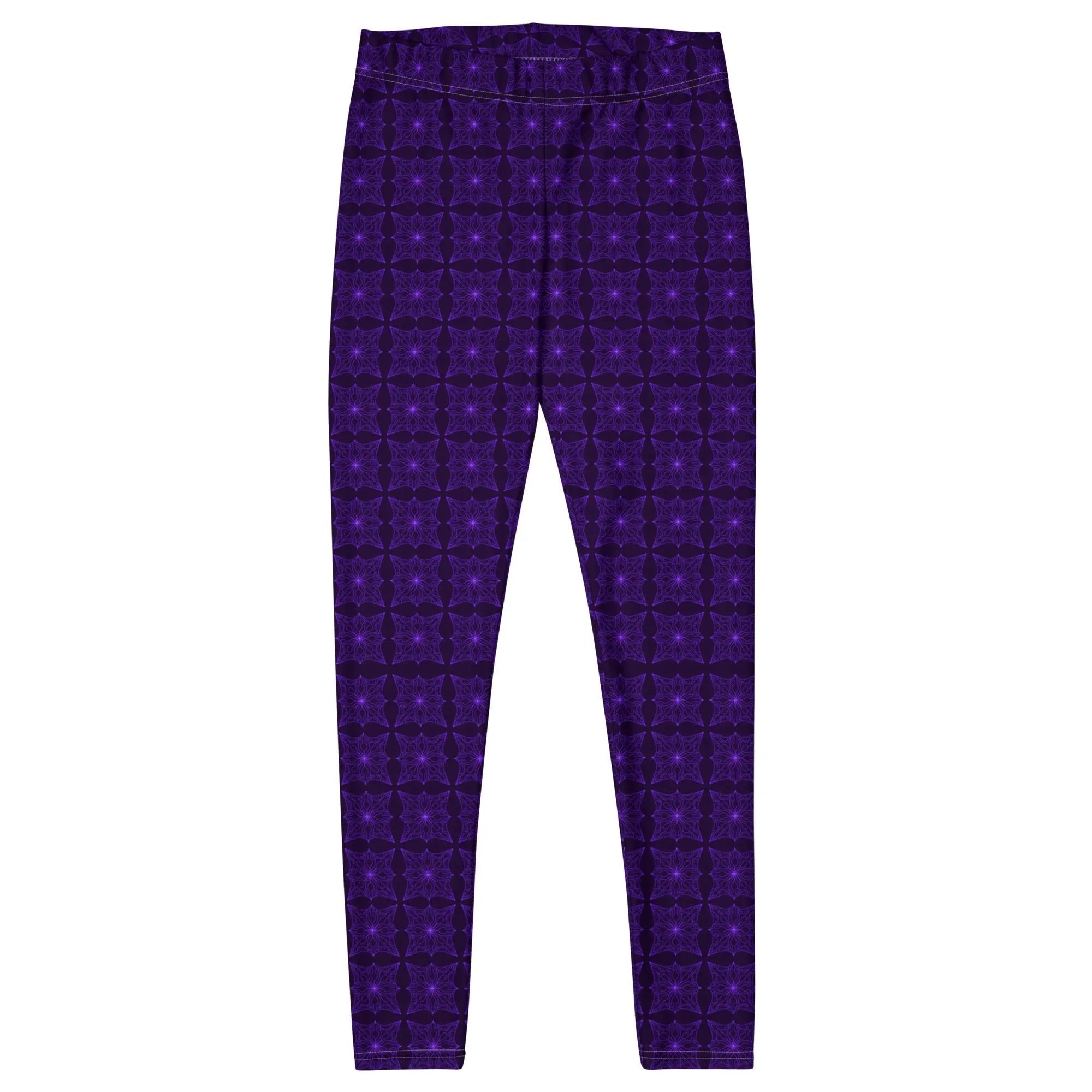 Purple patterned Like a star leggings made of stretchy polyester and spandex microfiber fabric with elastic waistband